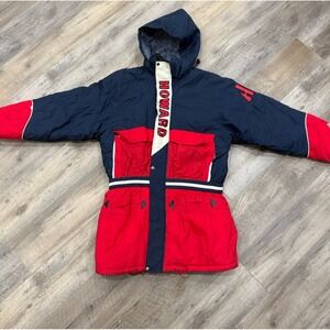 Vintage Howard University Bison Puffer Jacket Mens Large Blue Red 90s Varsity